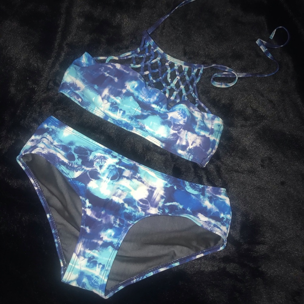 Blue Skulls Hot Topic XS Bathing Suit!